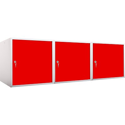 Lot de 3x casiers métalliques individuels | HxLxP 45 x 45 x 45 cm | Rouge| Mega Deal | Newpo
