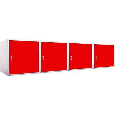 Lot de 4x casiers métalliques individuels | HxLxP 45 x 45 x 45 cm | Rouge | Mega Deal | Newpo