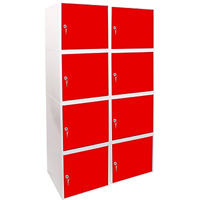 Lot de 8x casiers métalliques individuels | HxLxP 45 x 45 x 45 cm | Rouge | Mega Deal | Newpo