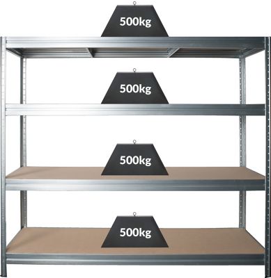 Mega Deal | 4x Garagenregale | HxBxT 1770 x 900 x 450 mm | 450 kg pro Fachboden | Silber | Certeo