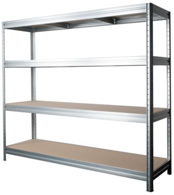 Mega Deal | 4x Garagenregale | HxBxT 1770 x 900 x 450 mm | 450 kg pro Fachboden | Silber | Certeo