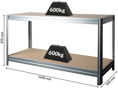 Mega Deal | 3x Schwerlastregale HxBxT 1770 x 1600 x 600 mm | 1x Werkbank HxBxT 870 x 1200 x 600 mm | silbergrau | Certeo