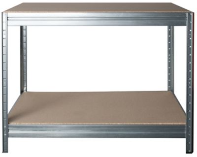 Mega Deal | 2x Lagerregale HxBxT 1770 x 1600 x 600 mm | 1x Werkbank HxBxT 870 x 1200 x 600 mm | silbergrau | Certeo
