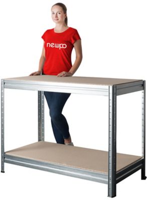 Mega Deal | 4x Garagenregale HxBxT 1770 x 1600 x 600 mm | 1x Werkbank HxBxT 870 x 1200 x 600 mm | silbergrau | Certeo