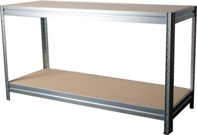 Mega Deal | 5x Werkstattregale HxBxT 1770 x 1600 x 600 mm | 1x Werkbank HxBxT 870 x 1200 x 600 mm | silbergrau | Certeo