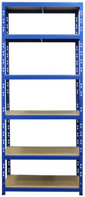 Stabiles Werkstattregal | HxBxT 178 x 90 x 30 cm | Tragkraft bis zu 200 kg pro Fachboden | Blau | Certeo