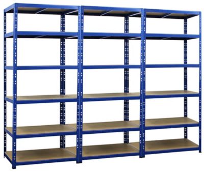 Mega Deal | 2x Stabiles Garagenregal | HxBxT 220 x 90 x 60 cm | Tragkraft bis zu 175 kg pro Fachboden | Blau | Certeo