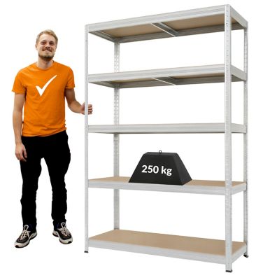 Stabiles Lagerregal | Tragkraft 250 kg pro Fachboden | HxBxT 1800 mm x 1200 mm x 450 mm | Galvanisch verzinkt