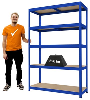 Stabiles Lagerregal | Tragkraft 250 kg pro Fachboden | HxBxT 1800 mm x 1200 mm x 450 mm | Galvanisch verzinkt