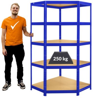 Certeo Werkstattregal | Eckelement | HxBxT 1800 x 900 x 450 mm | Blau