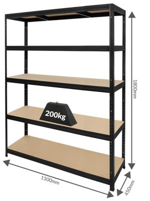 Stabiles Lagerregal | Tragkraft 250 kg pro Fachboden | HxBxT 1800 mm x 1200 mm x 450 mm | Galvanisch verzinkt
