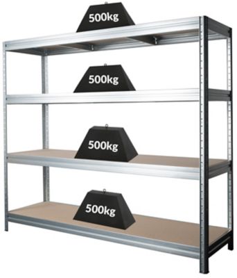 Profi Lagerregal | Extra breit | Tragkraft bis zu 600 kg pro Fachboden | HxBxT 1770 x 900 x 450 mm | Silber