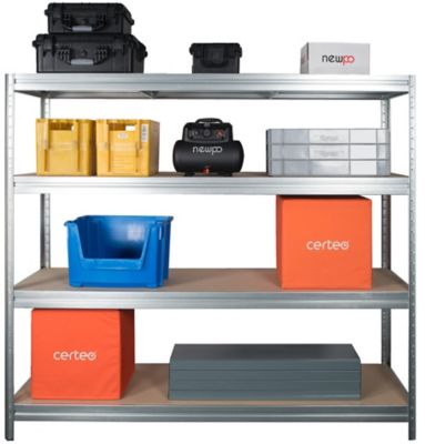 Profi Lagerregal | Extra breit | Tragkraft bis zu 600 kg pro Fachboden | HxBxT 1770 x 900 x 450 mm | Silber