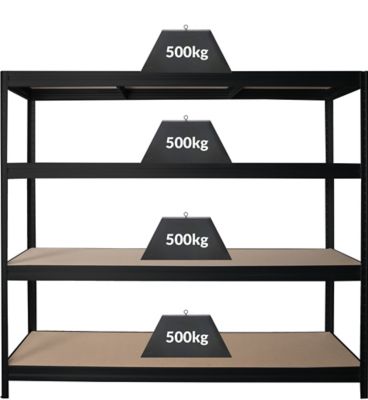 Profi Lagerregal | Extra breit | Tragkraft bis zu 600 kg pro Fachboden | HxBxT 1770 x 900 x 450 mm | Silber