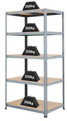 3x Étagère métallique pour cave | HxLxP 178 x 90 x 60 cm | Charge max. de 265 kg par étagère | Gris clair | Certeo | Mega Deal