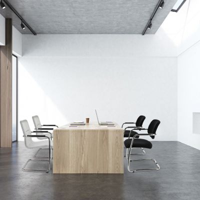 Konferenzstuhl Classy | Freischwingend | Kunststoffgleiter | Gestell verchromt | schwarz | Certeo