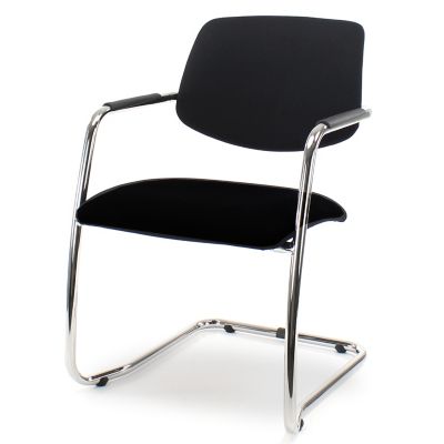 Konferenzstuhl Classy | Freischwingend | Kunststoffgleiter | Gestell verchromt | schwarz | Certeo