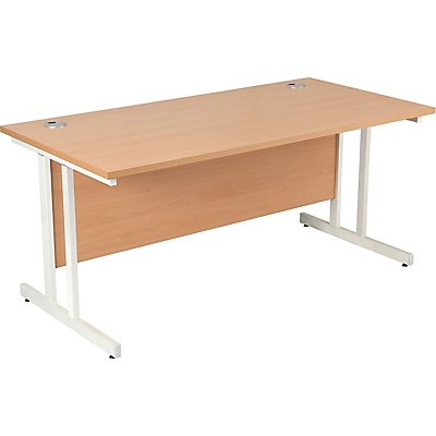 Schreibtisch Deluxe Karbon K3 | BxT 1000 x 800 mm | Weißer Rahmen | Buche | Certeo