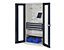 RasterPlan Schubladenschrank mit Sichtfenstern und Fachböden | HxBxT 1950 x 1000 x 600 mm | Blau