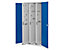 RasterPlan Vertikalschrank  Modell 85, 1950 x 1000 x 600 mm, RAL 7035/5010 | Türinnenseite: RasterPlan Lochplatten | 3 Auszüge Lochplatten