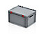 EURO-Behälter | mit Deckel | Silbergrau RAL 7001 | Kunststoff | Wände und Boden geschlossen | HxBxL 13,5 x 30 x 40 cm | Certeo