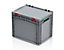 EURO-Behälter | mit Deckel | Silbergrau RAL 7001 | Kunststoff | Wände und Boden geschlossen | HxBxL 13,5 x 30 x 40 cm | Certeo