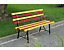 Sitzbank | Mit Rückenlehne | Holz | Länge 1400 mm | Gelb-Rot | Certeo
