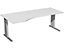 PC-Schreibtisch links höhenverstellbar | C Fuß Blende optional | 2000x1000x680-820 | Weiß/Silber | Geramöbel
