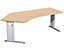 Schreibtisch 135° links höhenverstellbar | C Fuß Blende optional | 2166x1130x680-820 | Ahorn/Silber | Geramöbel