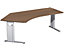 Schreibtisch 135° links höhenverstellbar | C Fuß Blende optional | 2166x1130x680-820 | Ahorn/Silber | Geramöbel