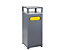 Abfallbehälter mit Aschenbecher und Regenschutzdach | Volumen 90 l | Eisengrau RAL 7011 | Certeo