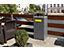 Abfallbehälter mit Aschenbecher und Regenschutzdach | Volumen 90 l | Eisengrau RAL 7011 | Certeo