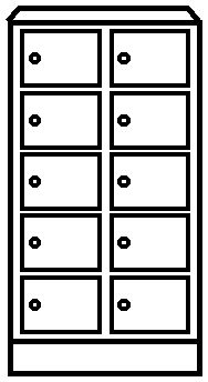 Wolf Armoire à petits casiers - 10 casiers, h x l 965 x 600 mm - coloris portes gris bleu RAL 7031