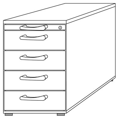 HAMMERBACHER ANNY Caisson fixe - 1 tirette plumier, 4 tiroirs - blanc | SC55/W