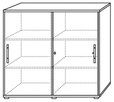 FINO Armoire à portes coulissantes - 2 tablettes et 1 paroi médiane par comp., h x l x p 1100 x 1200 x 400 mm - gris clair | 1753S/5/5