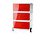 Paperflow Rollcontainer weiß - mit 4 farbigen Schubladen, Schubladen in rot