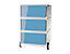 Paperflow Rollcontainer - mit 3 farbigen Schubladen, Schubladen in blau