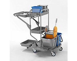 QUIPO Chariot d'entretien en plastique - 2 seaux de 6 l, 2 de 15 l, hauteur 1150 mm