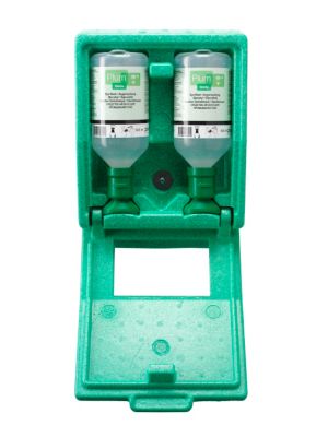Notfall-Wandbox mit Augenspülflaschen - 2 x Kochsalzlösung