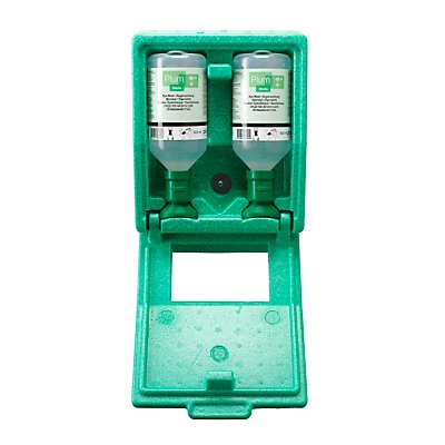 Notfall-Wandbox mit Augenspülflaschen - 2 x Kochsalzlösung - HxBxT 270 x 225 x 110 mm