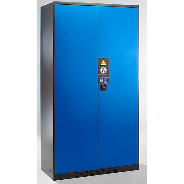 Image of Asecos Chemikalienschrank - Tür geschlossen - Türfarbe enzianblau RAL 5010