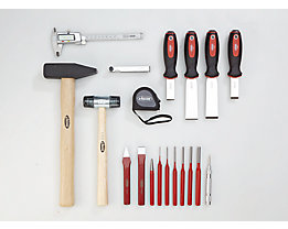 VIGOR Assortiment d'outils FORM - pointeaux, burins, marteaux, grattoirs, 19 pièces seules (sans support)