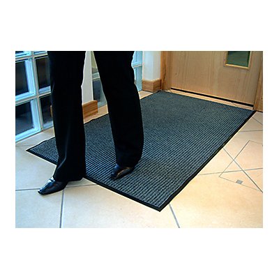 COBA Schmutzfangmatte LxB 900 x 600 mm gerippt Anti-Rutschmatte Bodenmatte Bodenschutzmatte Fußbodenmatte Fußbodenmatten grau