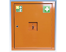 Armoire à pharmacie conforme à la norme DIN 13169 - à 1 porte, orange sécurité, h x l x p 560 x 490 x 200 mm
