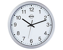Horloge murale en plastique ABS coloris argent, Ø 300 mm - cadran blanc