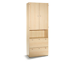 VERA Armoire combinée - 4 hauteurs classeurs, 2 tiroirs pour dossiers suspendus