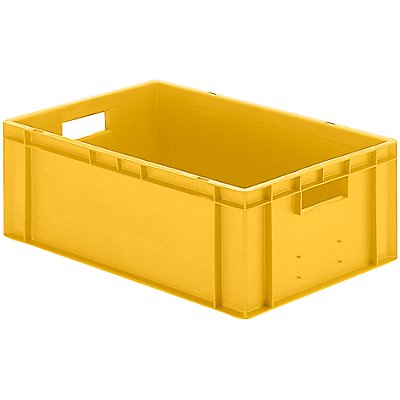 Euro-Format-Stapelbehälter, Wände und Boden geschlossen - LxBxH 600 x 400 x 210 mm - gelb, VE 5 Stk