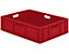 Bac gerbable normes Europe à parois et fond pleins - L x l x h 800 x 600 x 210 mm - rouge, lot de 2