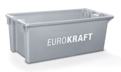 Image of EUROKRAFT Drehstapelbehälter aus lebensmittelechtem Polypropylen Inhalt 13 Liter VE 4 Stk grau