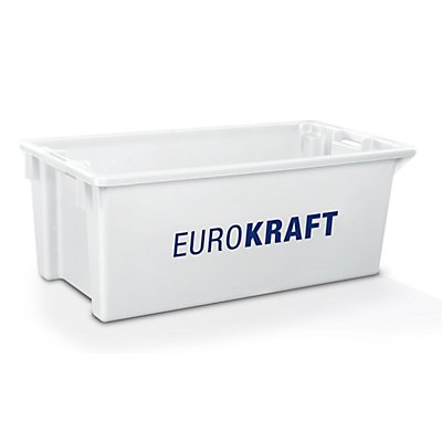 EUROKRAFT Drehstapelbehälter aus lebensmittelechtem Polypropylen - Inhalt 70 Liter, VE 2 Stk - Wände und Boden geschlossen, natur